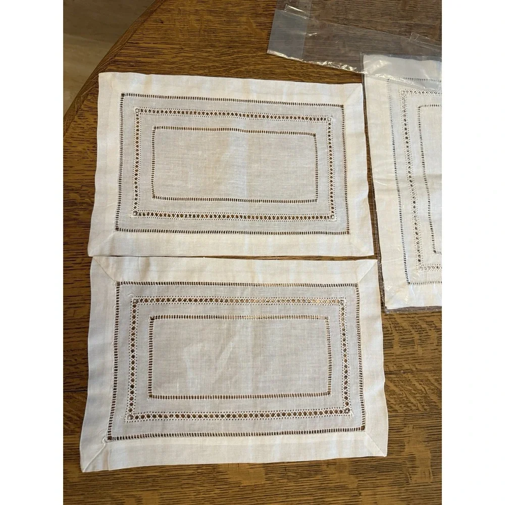 Set of 4 Linen Beige Mini Placemats 8